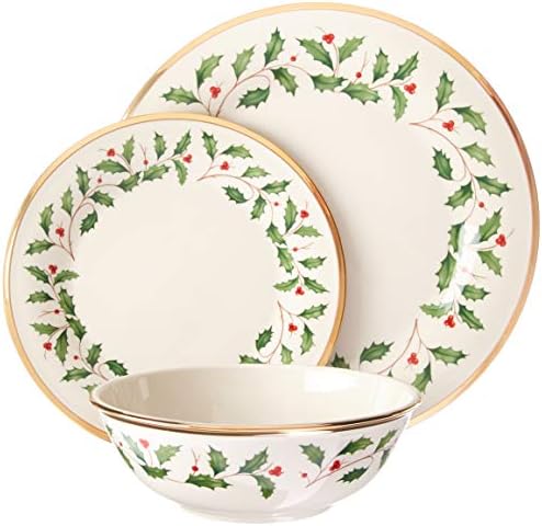 Lenox 883430 Holiday 3-Piece Place Setting, Christmas Set, Hosting, Red & Green by Lenox