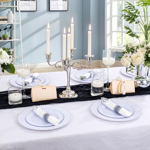 Supernal 100 Pack Pre Rolled Silver Plastic Silverware with Napkins - Image 2