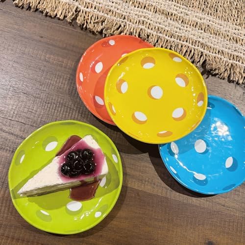UP Pickleball Melamine Round Dessert Plates, Small Serving Plates, for Appetizer, Snacks, and Side Dishes, Multicolor, 6 Inch, Set of 4 - Image 4