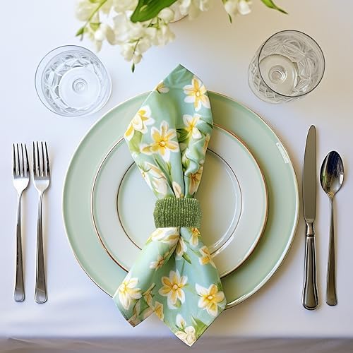COTTON CRAFT Glitz Handmade Beaded Napkin Rings - Set of 12 - Green - Image 5