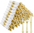 Goodluck 50 Pack Pre Rolled Gold Plastic Silverware with Napkins by GoodLuck