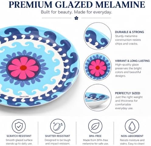 French Bull Melamine Assorted Plates-6 Piece Set -Melamine Dinnerware-Platter, Serving, Party, Platter, Dish (9" Salad Plate, Assorted) - Image 6