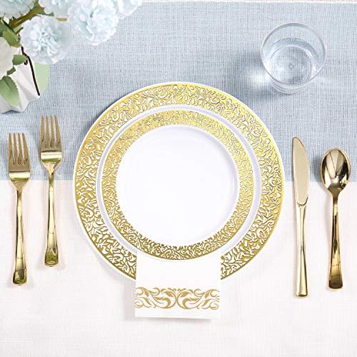 FOCUSLINE 350 Pieces Gold Dinnerware Set for 50 Guests - Image 4