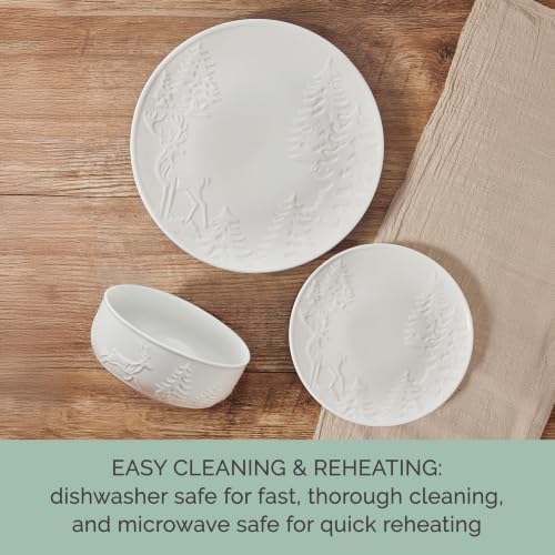 Pfaltzgraff Trailside Lodge 24 Piece White Dinnerware Set, Plates, Bowls - Image 4