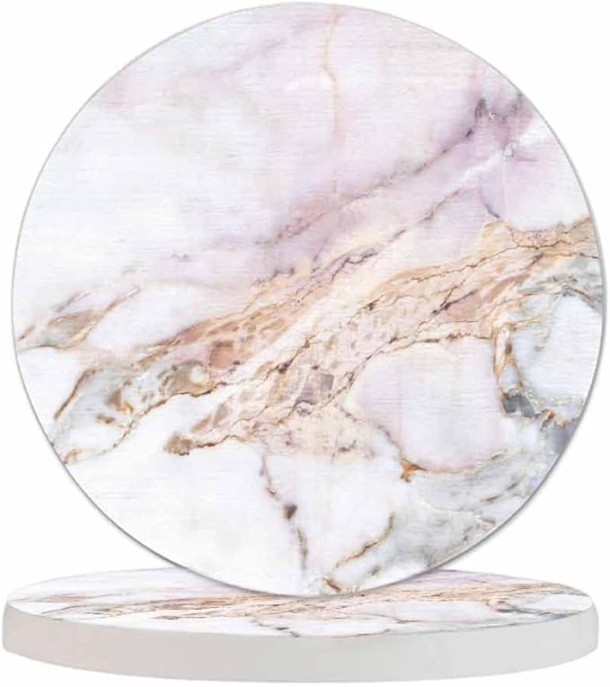 Marble Texture Background Coasters for Drinks Office Coffee Table Stone Liquid Arts Antique Aged Elegance Living Room Decor Set of 2 for Cold Drinks Wine Mugs and Cups 4 Inch