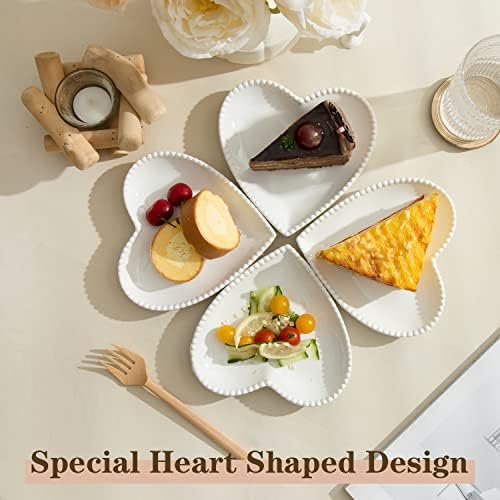 6.3" White Porcelain Appetizer Plates Heart Shape Set of 10 - Image 4