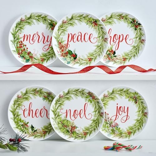 Mikasa Holiday Festive Garland Set of 6 Bone China Lightweight Chip Resistant Appetizer Plates Christmas Party Holiday Entertaining, 7 inch - Image 4