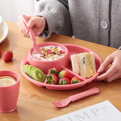 Unbreakable Divided Plates for Adults Portion Control Plates Set of 2 Round Plastic Dinner Plate 9 Inch for Camping Outdoor or Every Day Use - Image 2