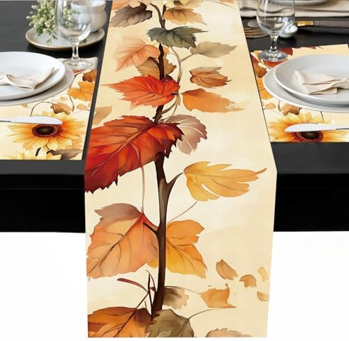 ANNA QUEEN Sunflower Fall Table Runner and Placemats Set of 6, 13"x72" Table Runner with 12"x18" Placemats, Autumn Sunflower Table Set for Thanksgiving, Kitchen, Farmhouse Decor - Image 6