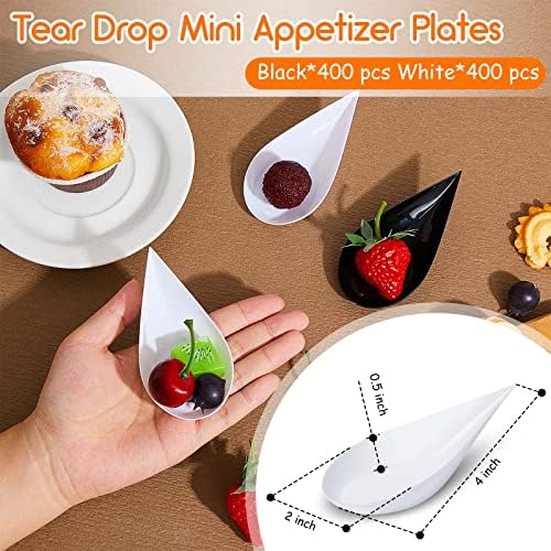 Tessco for you 800 Pcs 4" Mini Appetizer Plates, White, Black - Image 2