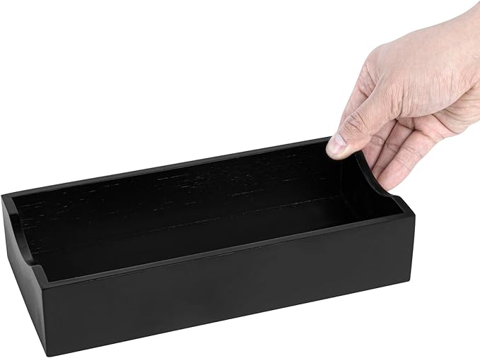 Restaurantware 9.5 x 4.25 x 2 Inch Flat Napkin Holder 1 Rectangle Wooden Napkin Holder - For Kitchen Tables or Countertops Sturdy Black Bamboo Kitchen Napkin Holder Dining Room Decor
