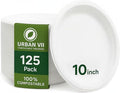 10-Inch White Compostable Paper Plates [125-Pack] – Heavy-Duty Disposable Bagasse (Sugarcane Fiber) Plates, Eco-Friendly Biodegradable Dinnerware, Microwave-Safe & Leak-Proof
