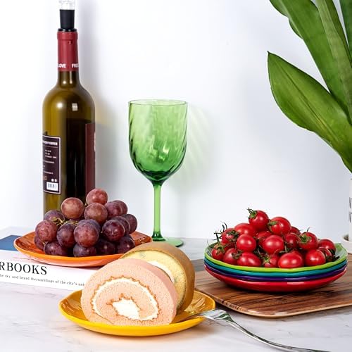 6.75 inch Melamine Plates, Round Salad Dessert Appetizer Plates for Kitchen, Small Plates, Set of 6 Multicolor Dishwasher Safe Shatter Resistant - Image 3