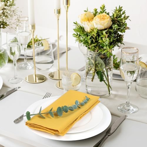 Yellow Cloth Napkins Set of 8,Size 18x18 inch Napkins Made of 100% Microfibre.Washable Cloth Napkins,Easy to Fold,Iron Free,Dinner Napkins for Restaurant Family use, Parties. (Mustard) - Image 2