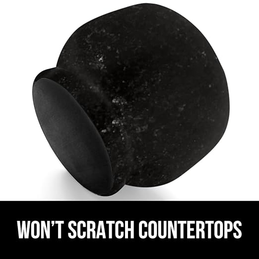 GORILLA GRIP Heavy Duty XL Mortar and Pestle Set with Slip Resistant Base, 4 Cup, 100% Granite Stone Molcajete Guacamole Bowl, Grind Seeds, Spices, Crush Garlic, Kitchen Muddler for Fresh Herbs, Black