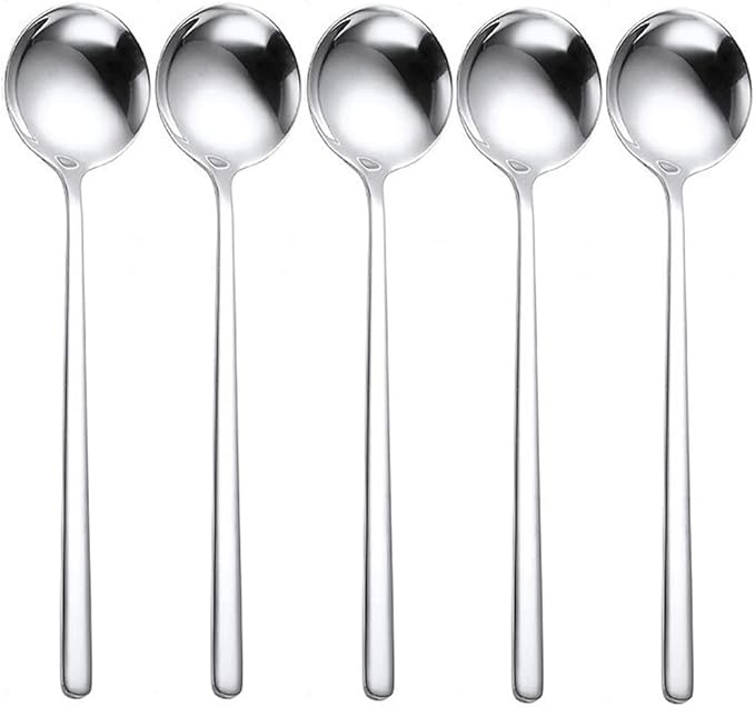 Spoons Silverware Set 5-Pack Korean Spoon,7.7 Inch 18/8 Stainless Steel Table Soup Spoons for Home, Kitchen, or Restaurant Flatware Set, Dishwasher Safe