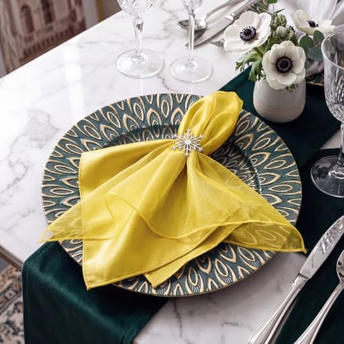 Tigeen 12 Pcs Organza Dinner Napkins 20x20 Sheer Sparkly,Shining Gold - Image 6