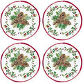 UP Pinecones Melamine Round Dessert Plates, Small Serving Plates, Christmas Decorations, for Appetizers, Snacks, and Side Dishes, Red, 6 Inch, Set of 4 by UPware