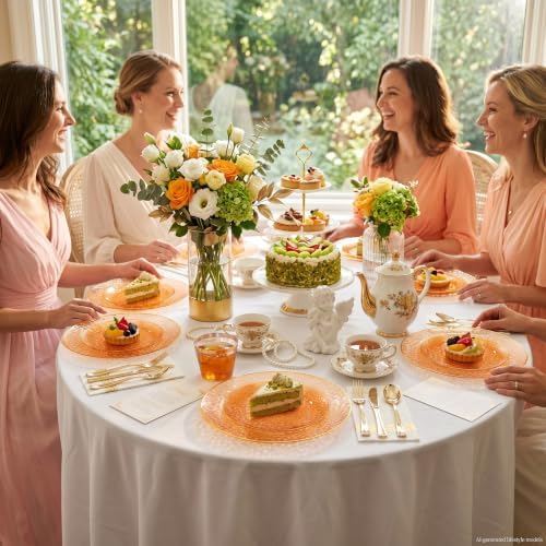 DaYammi 350PCS Clear Orange Plastic Dinnerware Set for 50 Guests - Image 7