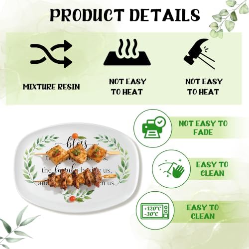 R HORSE Bless Melamine Platter Gift, Reusable White Oval Serving Dishes - Image 4