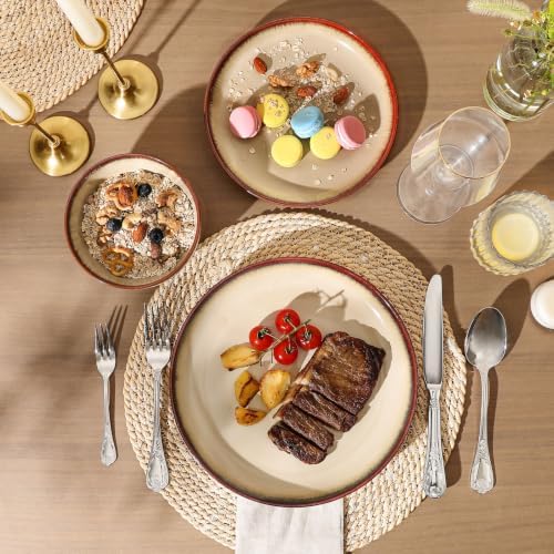 DOMICREVERY Ceramic Dinnerware Sets for 4, 12 Piece Plates and Bowls Sets - Image 7