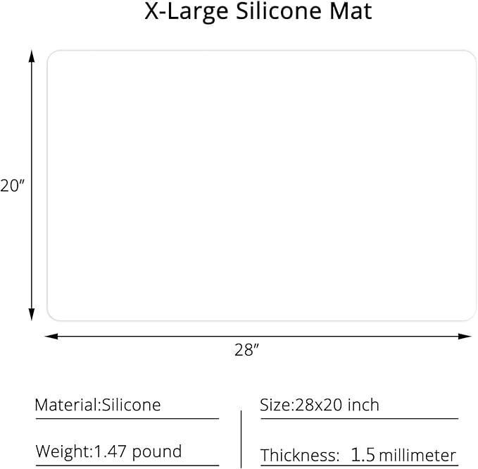 Gartful Silicone Mats for Countertop - Thicker, 28" by 20" Extra Large Multipurpose Mat, Counter Table Protector, Desk Saver Pad, Placemat Nonstick Nonskid Heat-Resistant Pad, Translucent