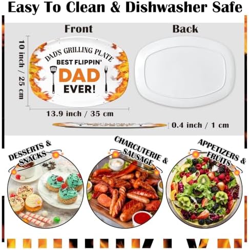 R HORSE Melamine Grill Platter Gift for Dad, BBQ White Oval Serving Tray - Image 3