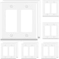 AIDA 2-Gang Decorative Wall Plates, Standard Size 4.53" H x 4.57" L, Unbreakable Thermoplastic, UL Listed - 10 Pack, Glossy White for Outlets & Switches