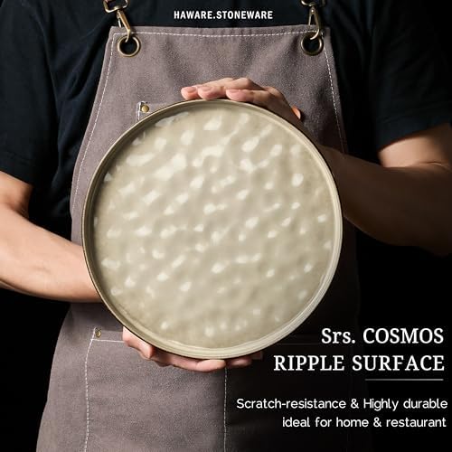 HaWare Stoneware Plates Set of 6, 7.9” Salad Plates, Reactive Glaze Ripple Ceramic Dish Set for Appetizer, Dessert, Scratch Resistant, Small Dinner Plate, Microwave and Dishwasher Safe, Saturn Khaki - Image 6