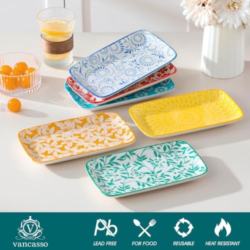 vancasso Selene Rectangular Salad Plates 8.5"x5.1"Inch, Set of 6 - Image 4