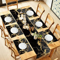 ANNA QUEEN Gold and Black Marble Table Runner and Placemats Set of 6 – Elegant 13"x72" Table Runner with 12"x18" Placemats, Luxury Dining Table Decor for Kitchen, Modern Home Décor, Party by ANNAQUEEN