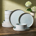Famiware Plates and Bowls Set with Rim, Stoneware Dinnerware Sets for 4 by Famiware