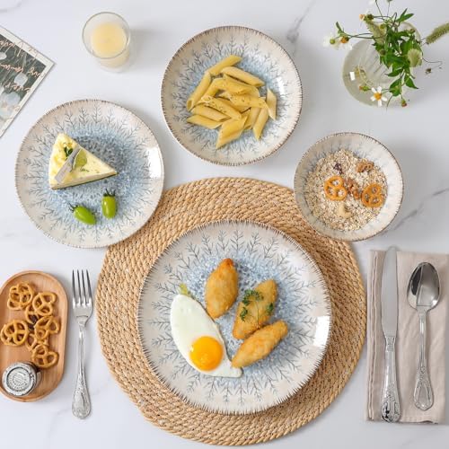 DOMICREVERY Ceramic Dinnerware Sets for 6, 24 pcs Plates and Bowls Sets - Image 2