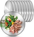 Metal Dinner Plate, 10 Pack 10.2 inch 304(18/8) Stainless Steel Plates, Reusable lunch salad Pizza BBQ Food Serving Snack Eating Dishes Round Shatterproof Plate Silver Dinnerware Oven Safe by Offiper