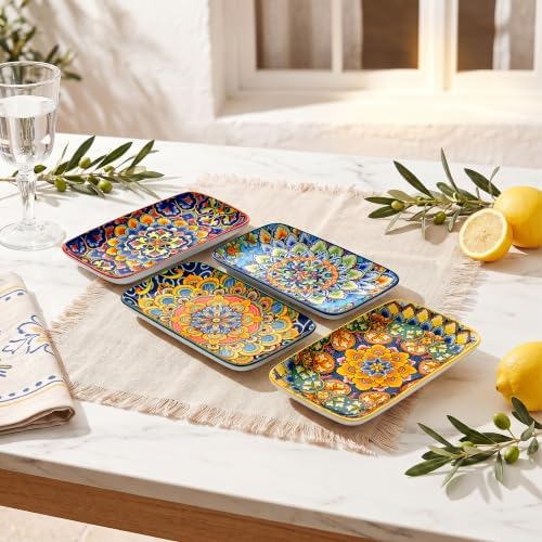 HaWare Boho 8.5 Inch Rectangular Salad Plates Set of 4 by HaWare