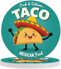 Taco Coasters for Coffee Table Cute Cartoon Mexican Food Funny Happy Hat Lovely Smile Beef Tomato Chicken Housewarming Presents for Women Men Home Decor Office Kitchen Living Room 2 Pcs