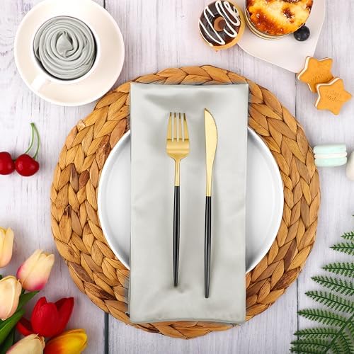 Aneco 16 Pack Square Satin Napkin Bright Silk Table Napkin Soft Smooth Fabric Table Napkin for Wedding Banquet Party Decoration, Grey, 20 x 20 Inch - Image 5