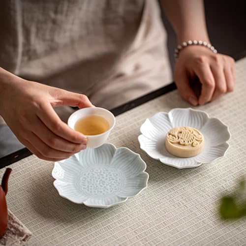 Gaolinci Zen Ceramic Lotus Shaped Appetizer and Dessert Plates (Set of 4) - Image 3