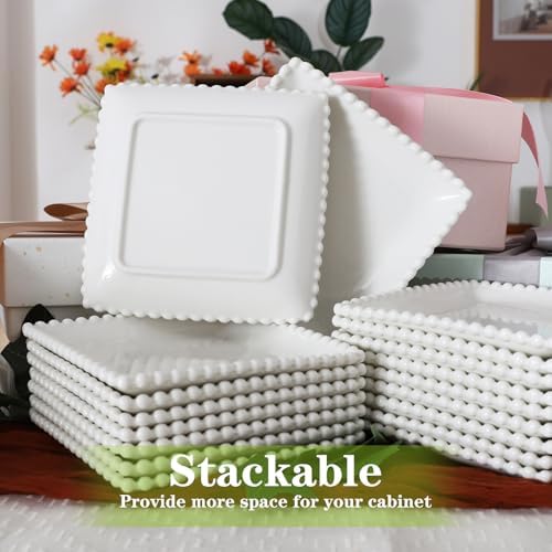 6 IN Porcelain Dessert Plates, White Appetizer Dinnerware, 12 Pcs - Image 6
