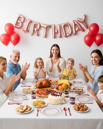 Goodluck 700 Pcs Red Plates and Napkins Party Supplies, Clear Plastic Plate - Image 6