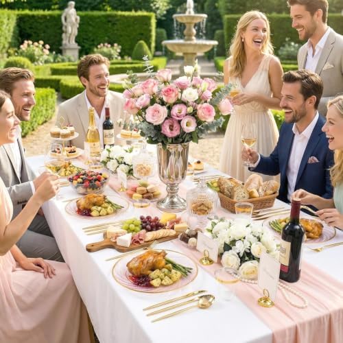 N9R 180PCS Pink and Gold Plastic Plates Disposable, Spiral Dinnerware Set - Image 6