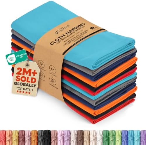 Utopia Kitchen Cotton Blend Multi Color Cloth Napkins [12 Pack, 18x18 Inch] by UTOPIAKITCHEN