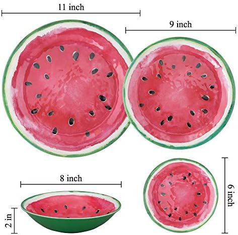 Supreme Housewares 4-Piece 6 Inch Melamine Dessert Plates Appetizer Dinner Plates Small Serving Plates Party Plates Round Plate for Dessert Snack Fruit Side Dishes (Watermelon) - Image 2
