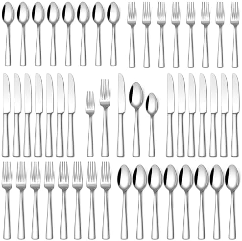 Stapava 40 Piece Silverware Set, Food-Grade Stainless Steel Flatware Sets for 8 Mirror Polished Cutlery Utensil Sets Include Dinner Knives Spoons and Forks Set Dishwasher Safe for Home Restaurant by StapavaSilverwareSet