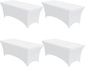 4-Pack White Spandex Tablecloths – 72"x30"x30" Stretch Fitted Table Covers for 6ft Rectangle Folding Tables, Wrinkle-Resistant Tablecloth for Wedding, Banquet & Outdoor Events