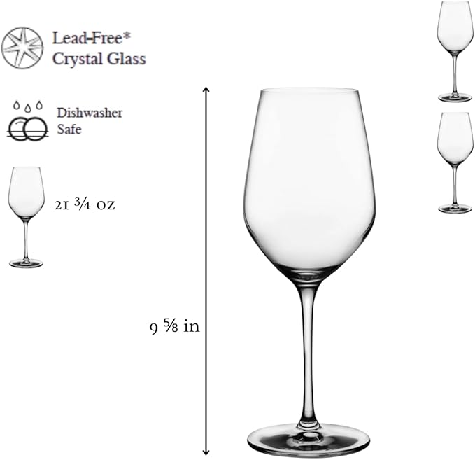 NUDE Red Wine Glasses Set of 2, Climats – Crystal Large Long Stem Red Wine Glasses with Generous Bowl, Slender Stem and Strong Base, Lead-Free, Dishwasher Safe, 21.6 oz