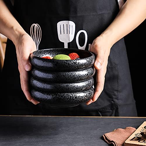 Uaral Japanese Plates Serving Dishes,Salad Bowl Set,Dessert Plate,Appetizer Plate Set of 4,5.5 inch(Black Speckled) - Image 4