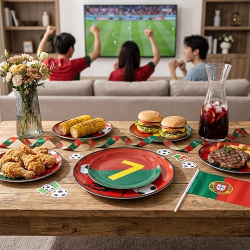 I00000 20 Pcs Red Plastic Soccer Plates, Disposable Plates for Soccer Party - Image 3