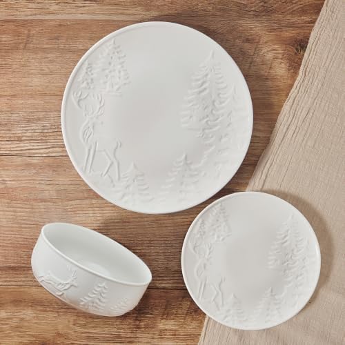 Pfaltzgraff Trailside Lodge 24 Piece White Dinnerware Set, Plates, Bowls - Image 7