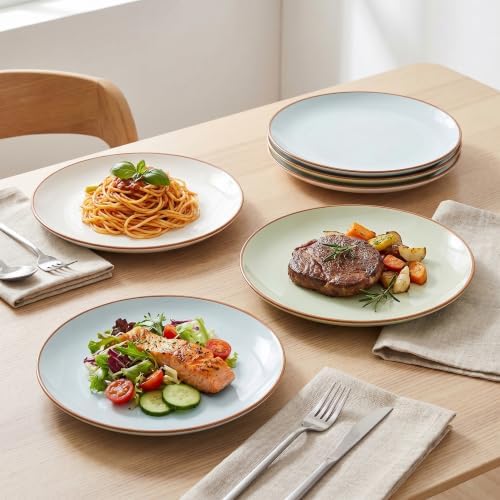 Dinner Plates Set of 6, 10 Inch Scratch Resistant Ceramic Plates, Pasta Plate, Salad Plate, for Main Course, Dishwasher and Microwave Safe, Cold Multicolor - Image 4